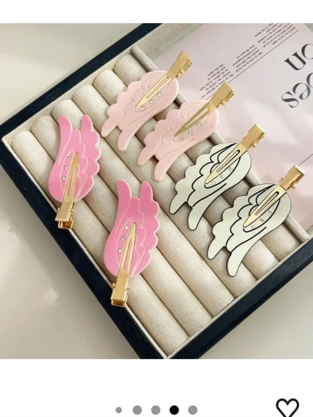 Set of 6 Angel Wing Hair Clips with Rhinestones
